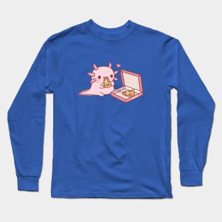 Cute Axolotl Loves Eating Pizza Long Sleeve T-Shirt